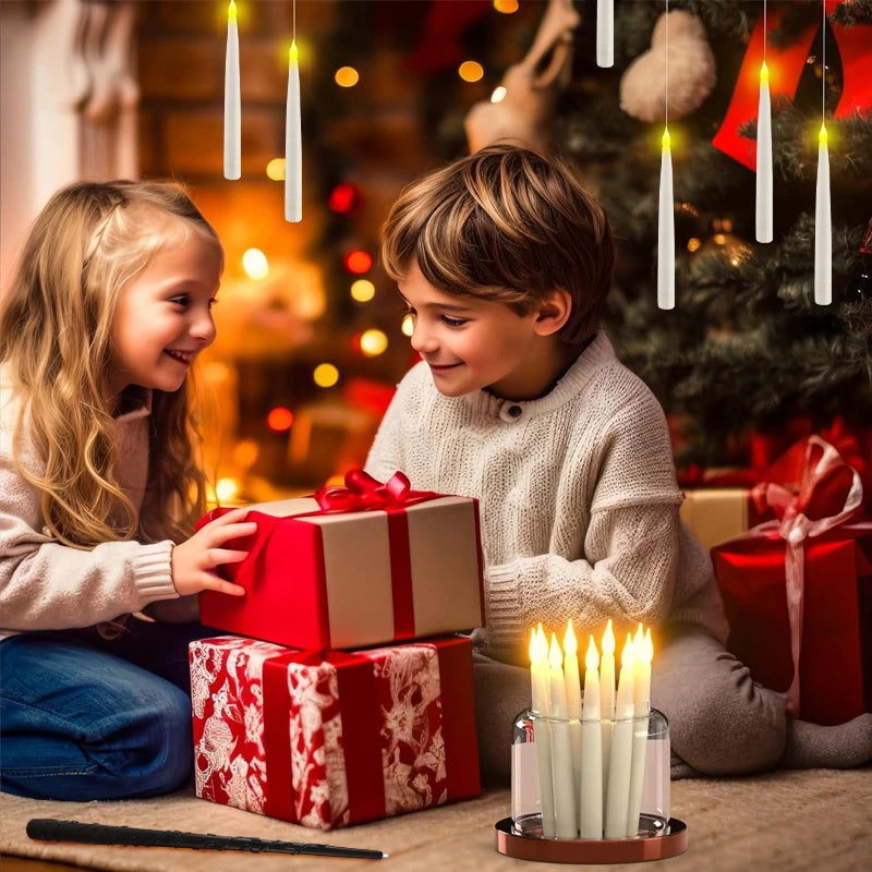 12-240 piezas nuevas velas flotantes sin llama que funcionan con pilas con varita mágica y control remoto, velas colgantes parpadeantes para decoración de bodas o el hogar