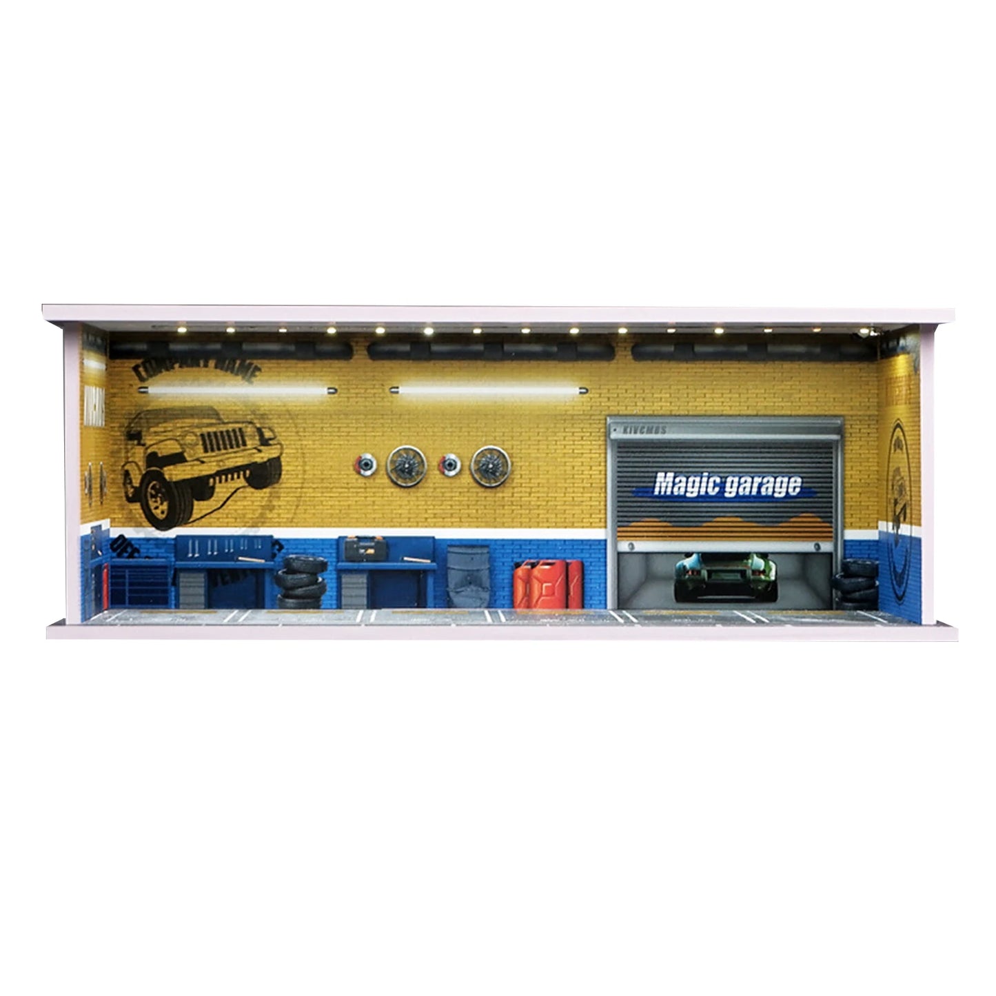 1: 64 Simulation Parking Modèle Miniature Scène pour Jouet Voiture Modèle PVC Assemblé Voiture Modèles avec Lumières Cadre D'affichage cadeau jouet