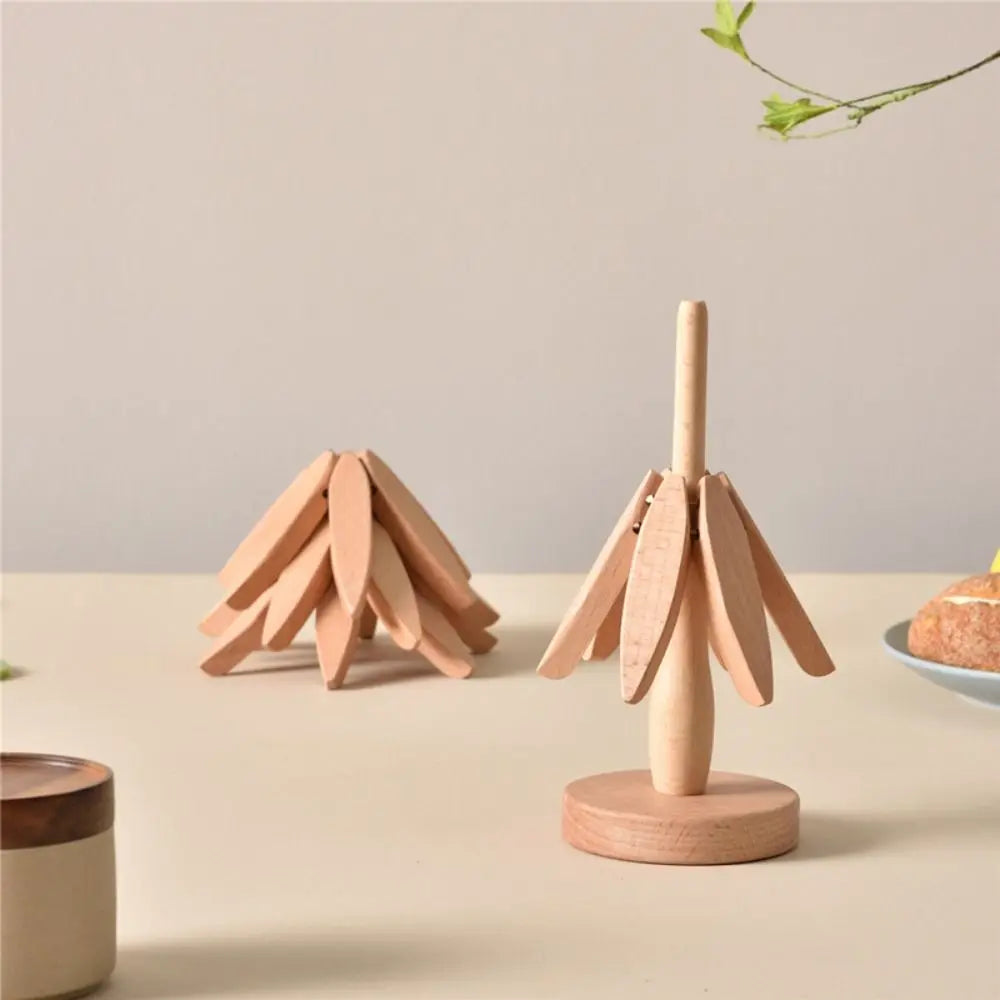 3/4PCS Anti Scald Heat Tree Design Coaster Resistant Coaster Wood Placemats Heat Insulating Mat Tree Shape Non-slip Coaster Set