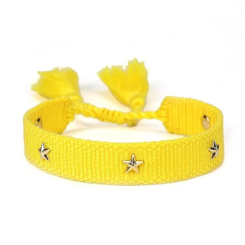 Pulsera tejida de la amistad para mujer con pequeñas estrellas Pulseras de joyería apilables de verano Regalos para hermanas