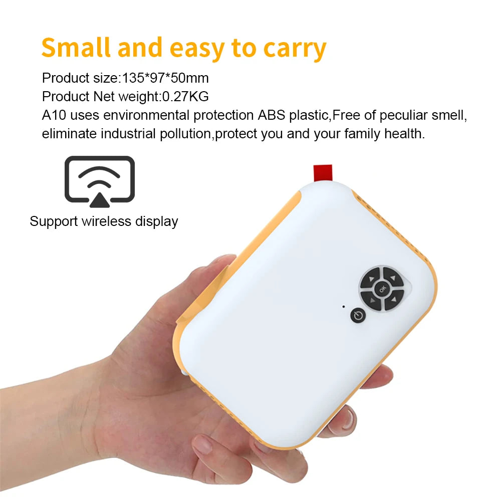 Yinzam Drop Shipping A10 Projecteur, Mini Projecteur WiFi sans fil pour Smartphone avec écran miroir et projecteurs vidéo portables 1080p