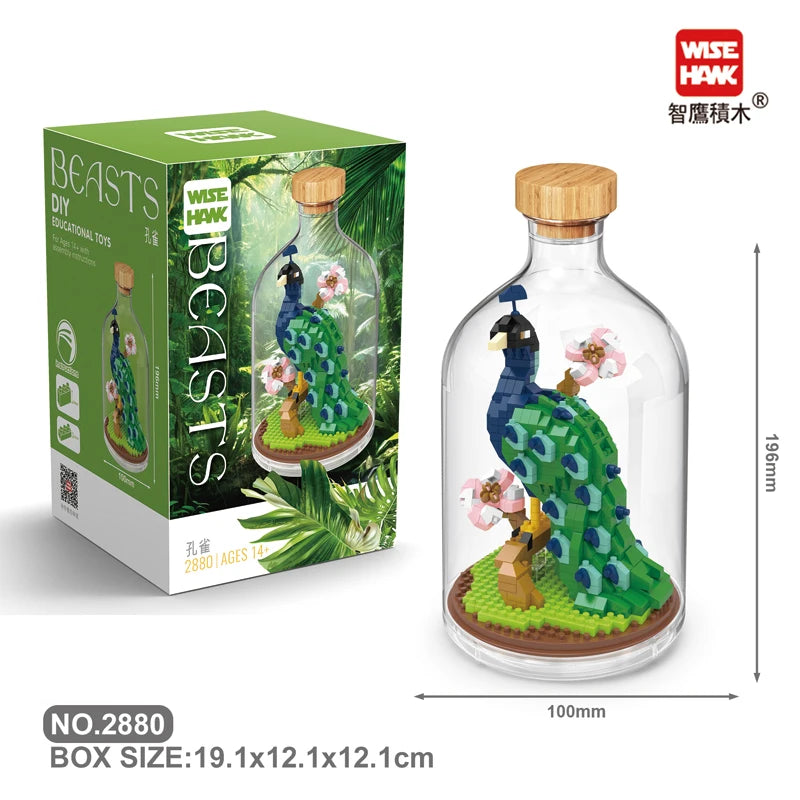Toys Building Blocks Assembly Tiger Lion Bear Peacock Koala Animal 3D Model Educational Games for Children Kids Gifts