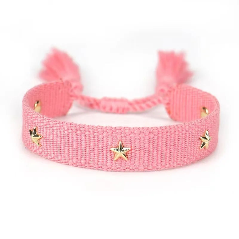Pulsera tejida de la amistad para mujer con pequeñas estrellas Pulseras de joyería apilables de verano Regalos para hermanas