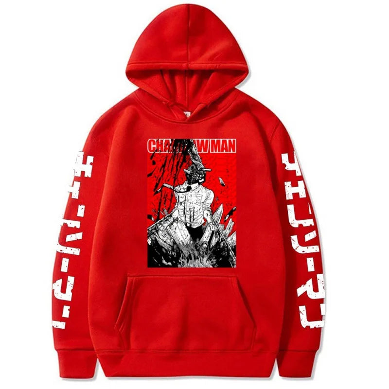 2024 Japanese Anime Hoodie Chainsaw Man Logo Gothic Printed Long Sleeve Streetwear Sweatshirt Fashion New Oversized Hip Hop Clot
