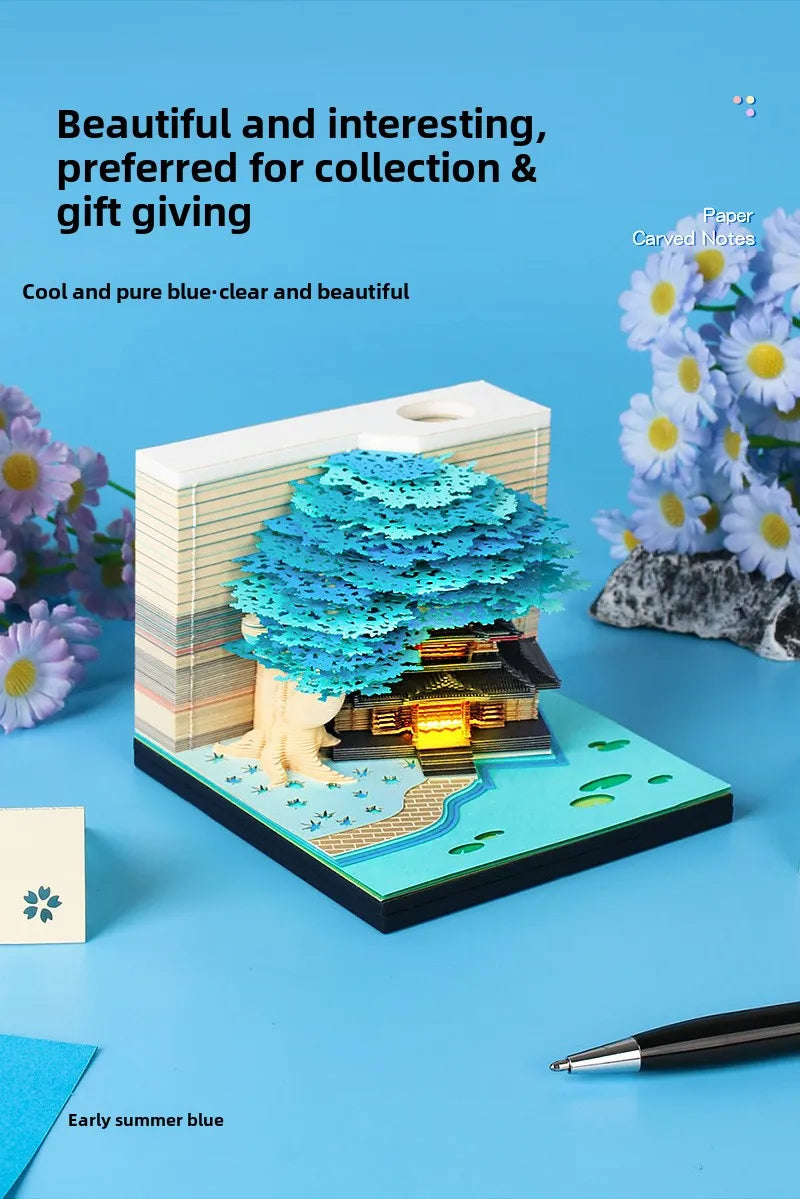 Treehouse 3D Desktop Calendar Sticky Notes Creative Crafts Souvenirs Paper Carvings Post-it Notes New Year Gifts Office Ornament