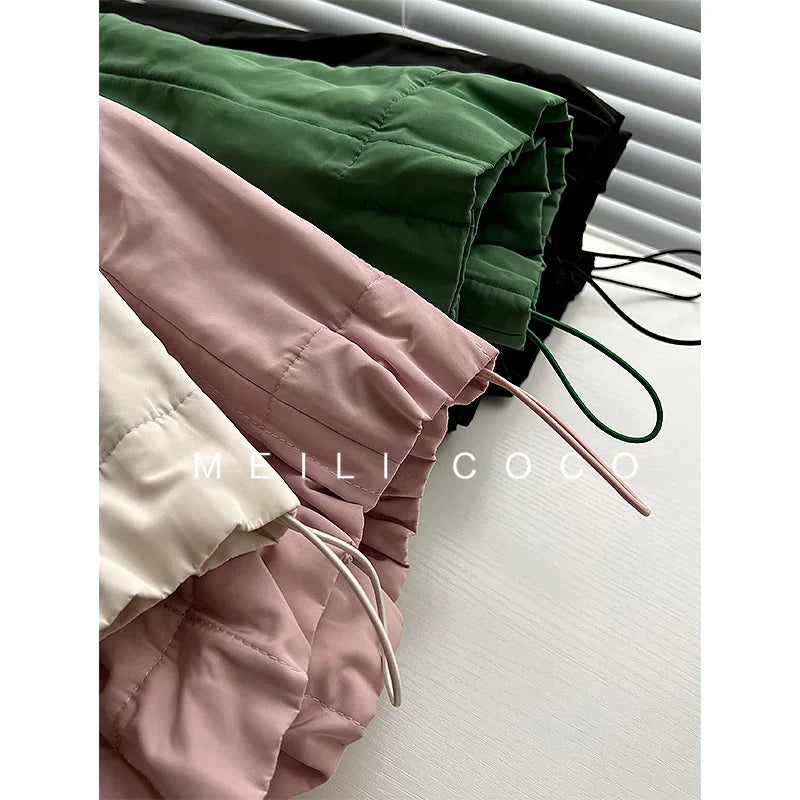 ALSEY Miyake Pleated Solid Collar Hooded Fashion Women's Jacket 2024 Autumn Winter New Long-sleeved Slim Lengthened Windbreaker