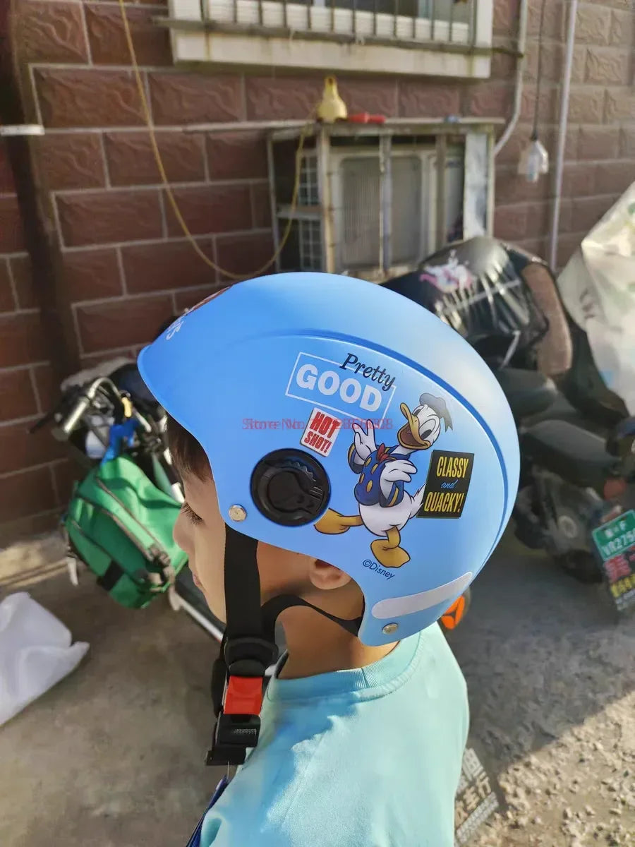 Summer Disney Donald Duck Motorcycle Super Light Open Face Helmet For Children Adult Helmet Safety Protective Helmet Gift Toy