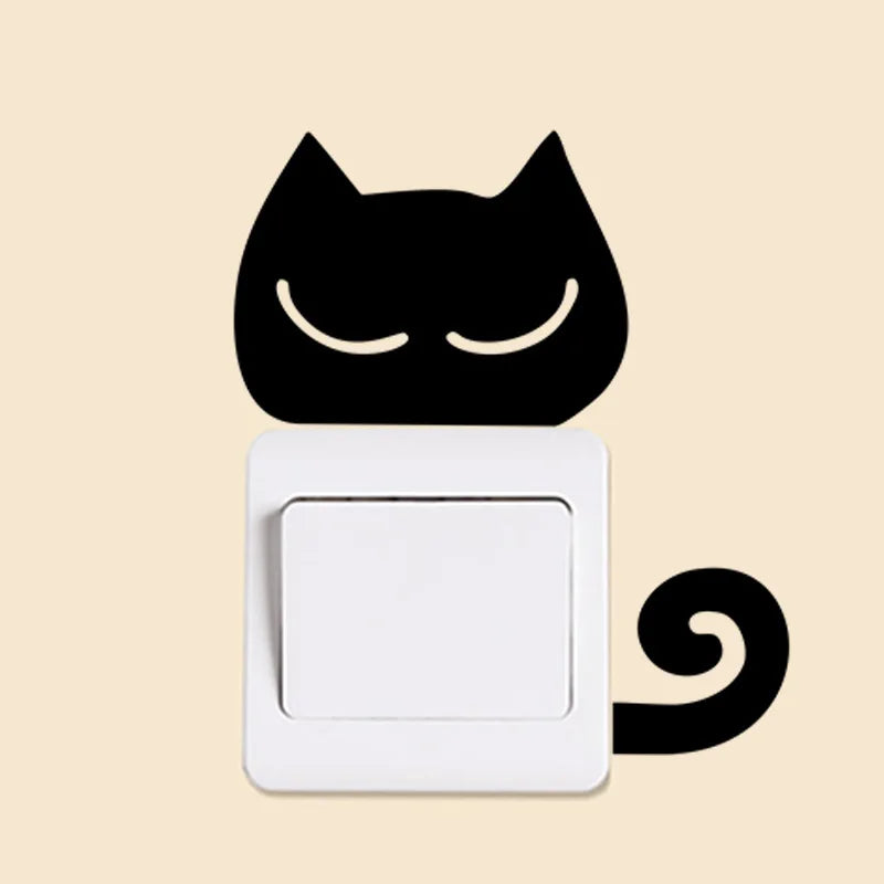 2Pcs/Set Cat switch sticker, Funny Cute Cat Switch Wall Sticker, Art Wall Stickers Art Murals, for Home Living Room Bedroom Deco