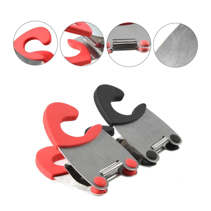 1 pieza de pinzas laterales de acero inoxidable para ollas, soporte para cucharas antiescaldaduras, utensilios de cocina de goma