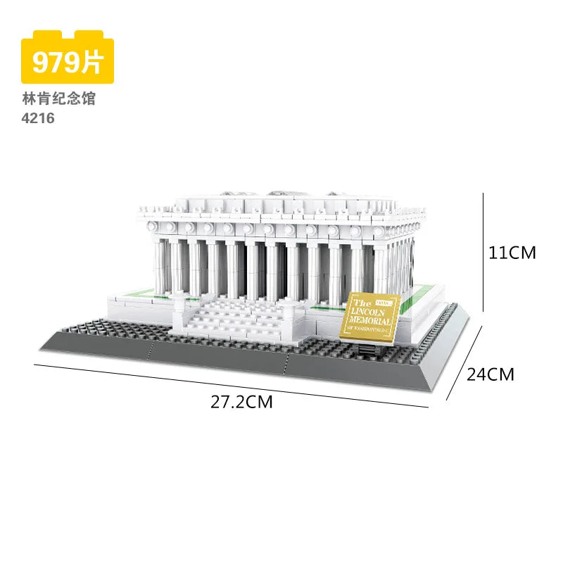 Wange Blocks World Architecture Building Bricks Trevi Fountain Model Pyramid Educational Toys for Children Gifts 4210-4224