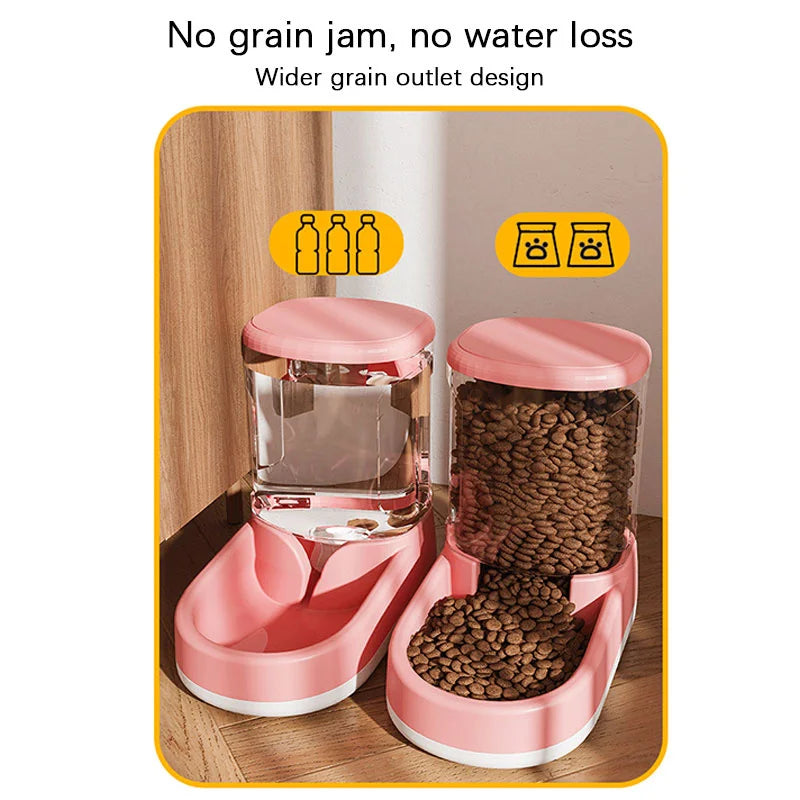 Automatic Pet Feeder Water Dispenser Dog Cat Gravity Food And Water Dispenser With Pet Food Bowl Large Capacity
