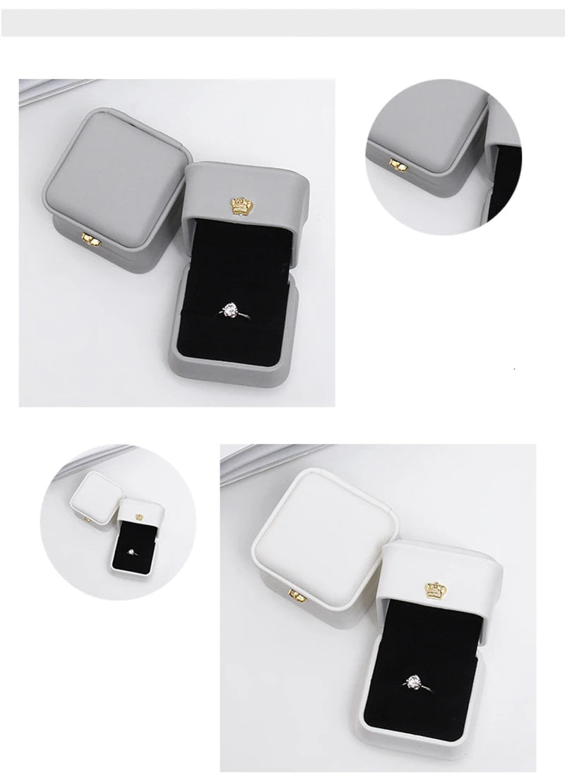 Organizador de regalo con hebilla en forma de corona, 10 unidades, pequeño, portátil, cuadrado, caja de almacenamiento, tela de PU, para joyas, pulseras y collares, venta al por mayor
