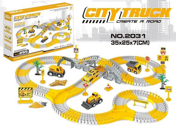 Toddler Boy Toys 239 PCS Race Tracks Toys Gift, 6 PCS Construction Car Toys Gifts , Christmas Birthday Gifts Toys