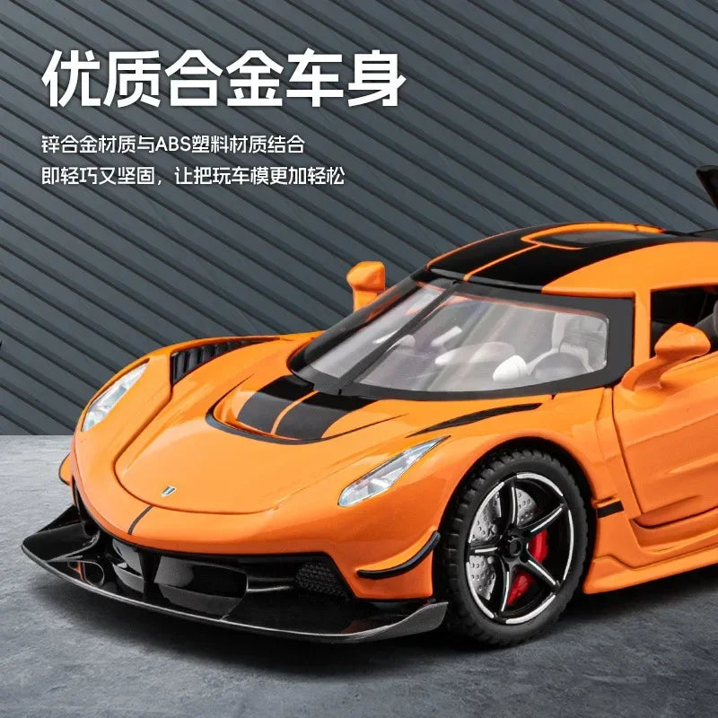 1:22 Jesko coche deportivo simulación de fundición a presión modelo de aleación de metal coche sonido luz pull back colección niños juguete regalos C359