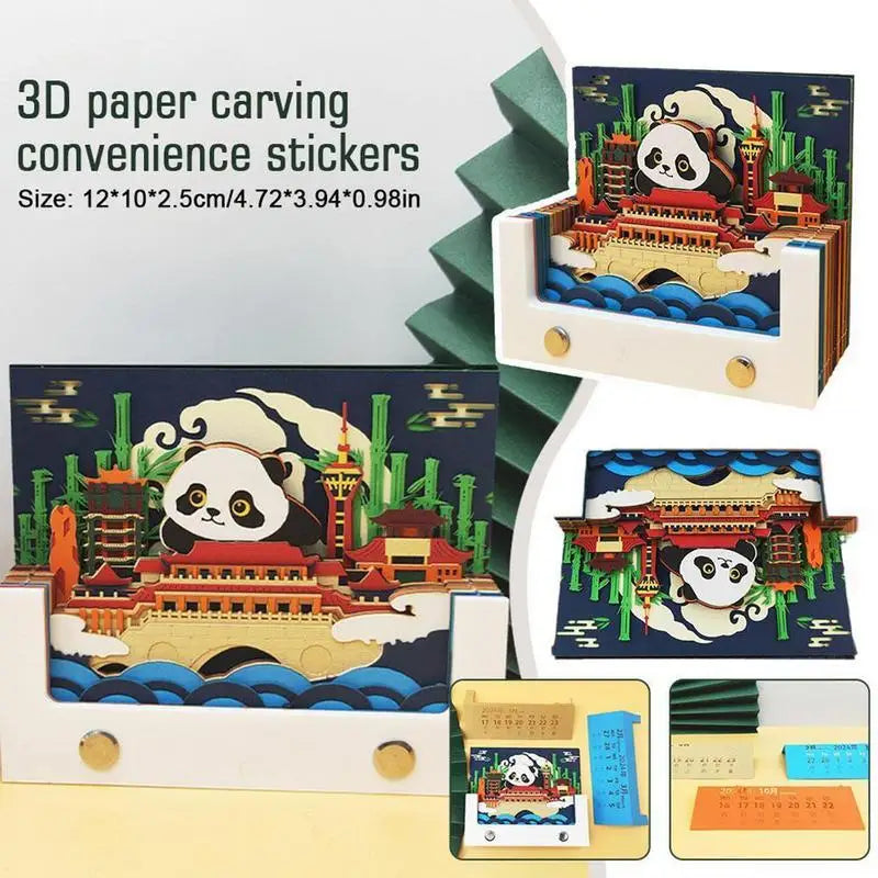 3D Art Calendar Cityscape 3D Calendar Writable Memo Pad Paper Carving Gifts For Living Room Study Room Bedroom Classroom