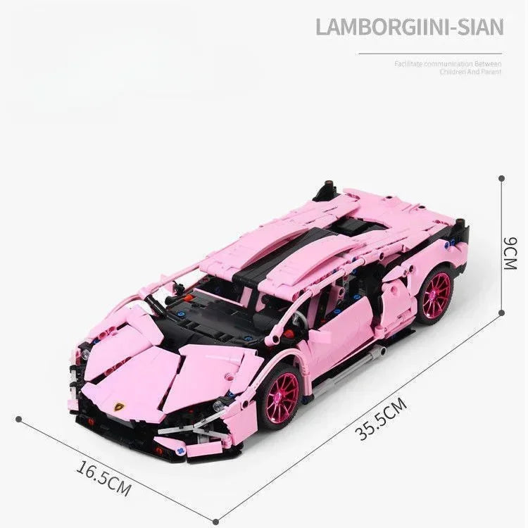 1280 piezas técnicas 1:14 Lambo rosa Super Sports Car Building Blocks MOC City Speed Vehicle Assemble Bricks Toys para niños