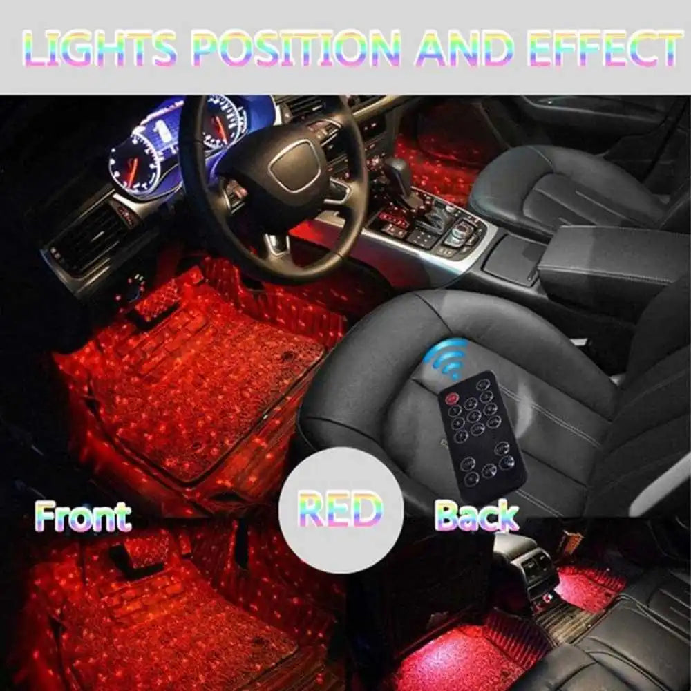 The atmosphere lights one drags four modified with colorful remote voice-activated led decorative in the car atmosphere lights