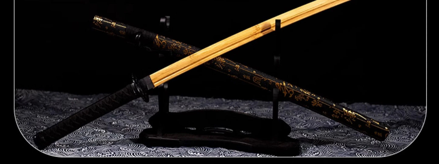 Tai Sword Katana Oriental Draw Sword with Sheath Tang Hengdao Wooden Sword Ancient Style Children's Toy Bamboo Wooden
