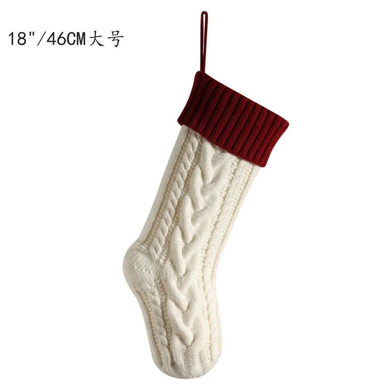 Chaussette de Noël de grande taille de 45,7 cm, chaussette de compression tricotée pour enfants, chaussette suspendue pour cadeau de bonbons, décoration de Noël
