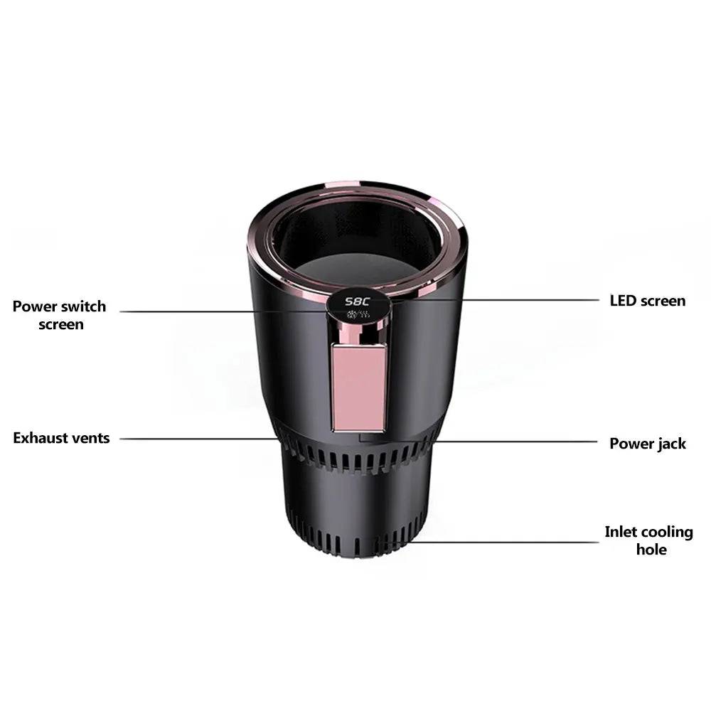 Portavasos para coche con pantalla táctil de 12 V, para bebidas frías y calientes, con pantalla digital inteligente, para el hogar, para acampar y viajar