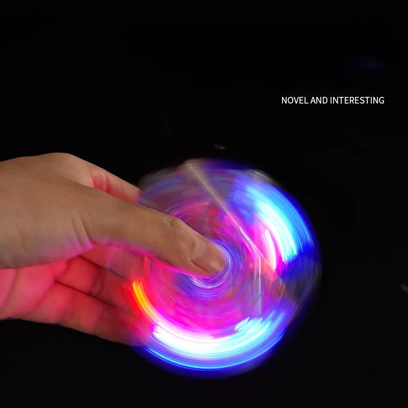 2-in-1 Luminous Fingertip Spinner Folding Lighter Transparent Rotating Decompression Windproof Lighter Men's Gifts