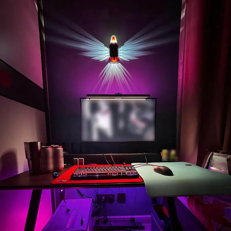 Lámpara de pared navideña con forma de águila, moderna, creativa, 3D, con cuerpo de búho, iluminación de animales, proyector LED para fiestas, regalo