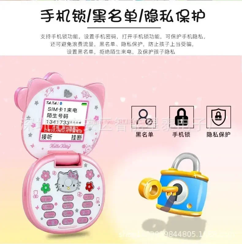 2023 New Kawaii Sanrioed Hello Kitty Flip Phone Cartoon Cute Little friends Taiml Mini Phone For Kids Toys For friends Gifts