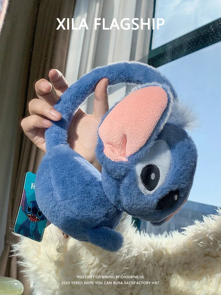 Original Disney Stitch Alex Didi Ear Muffs Gloves Plush Windproof Warm Cute 2024 New Ear Bags Children Ear Cover Winter Kid Gift