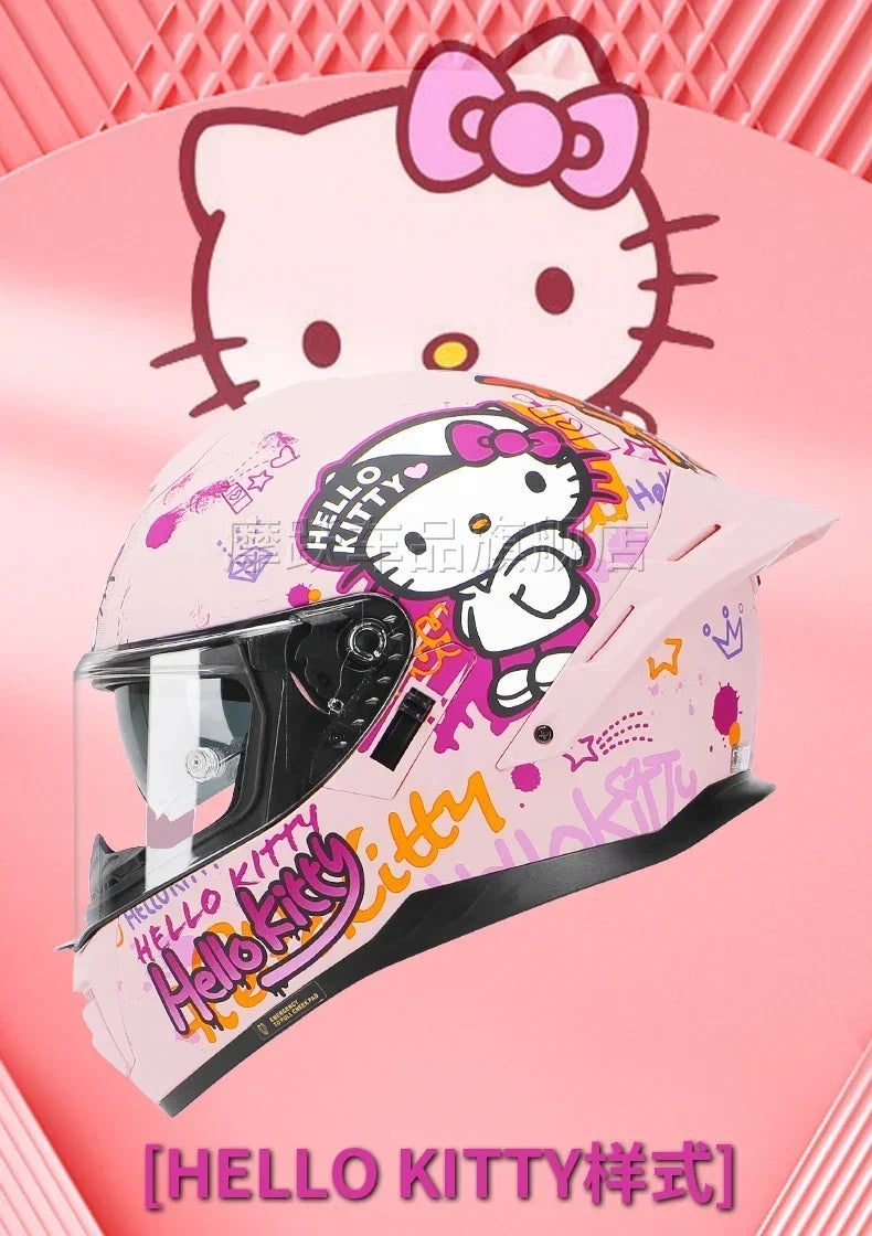 Sanrio HelloKitty Motorcycle Helmet Full Face Racing Helmets Offroad Motorcycle Helmet Motorbike Sports Helmets