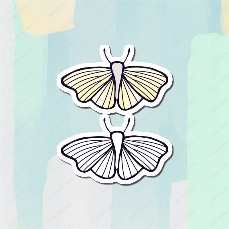 Pastel Moths 5PCS Stickers for Living Room Bumper Anime Cute Kid Car Art Print Window Home Decor
