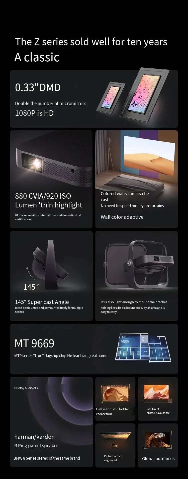 Proyector XGIMI Z7X de alta luminosidad, edición 1080P, LED, mini, portátil, inteligente, cine en casa, 3D, Wifi, cine, Bluetooth, proyector, audio 880CVIA