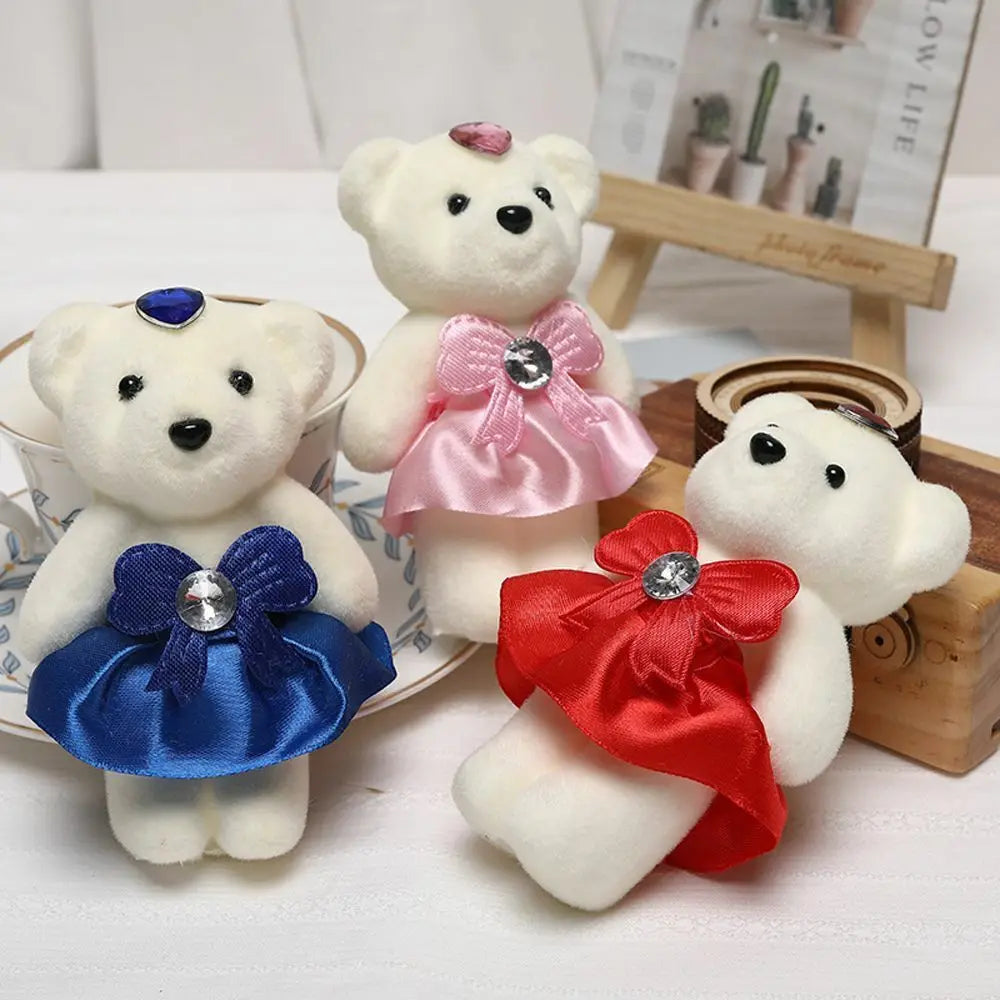 10 piezas de ramo de flores de oso de San Valentín, muñeco de peluche de dibujos animados, ramos de osito de peluche, regalos de graduación, cumpleaños, bodas, decoración de fiesta