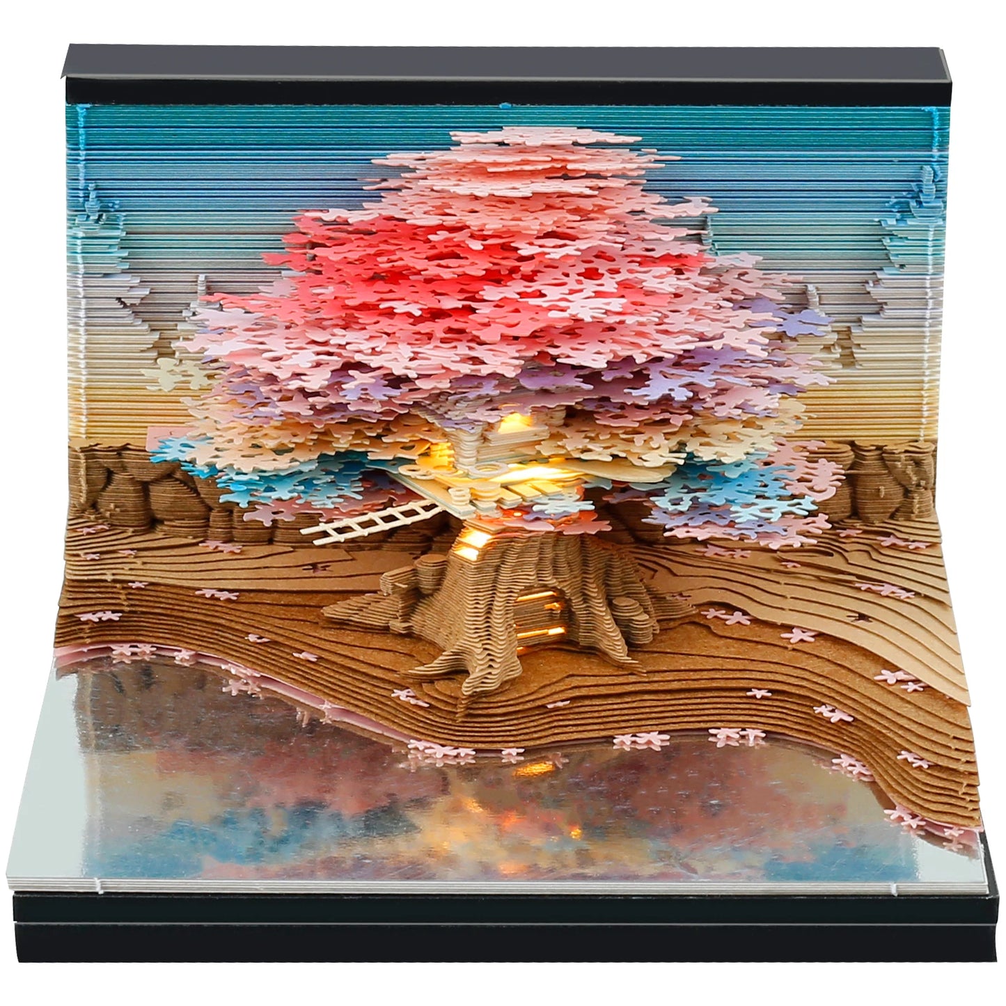 3D Memo Pad Paper Carving Notes 2024 Calendar Memo Pad with LED Light Tear-Away Paper Memo Pad Note Cards Birthday Gift Kids