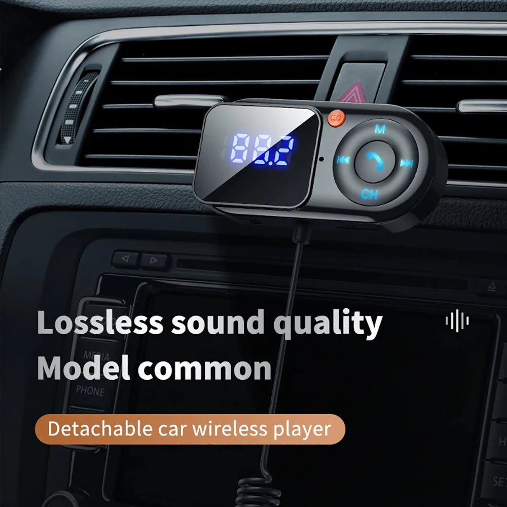 Transmisor FM inalámbrico Bluetooth 5.0 Reproductor de MP3 para coche Kit manos libres para coche LCD Audio auxiliar Carga USB PD18W Accesorios para coche Modulador FM