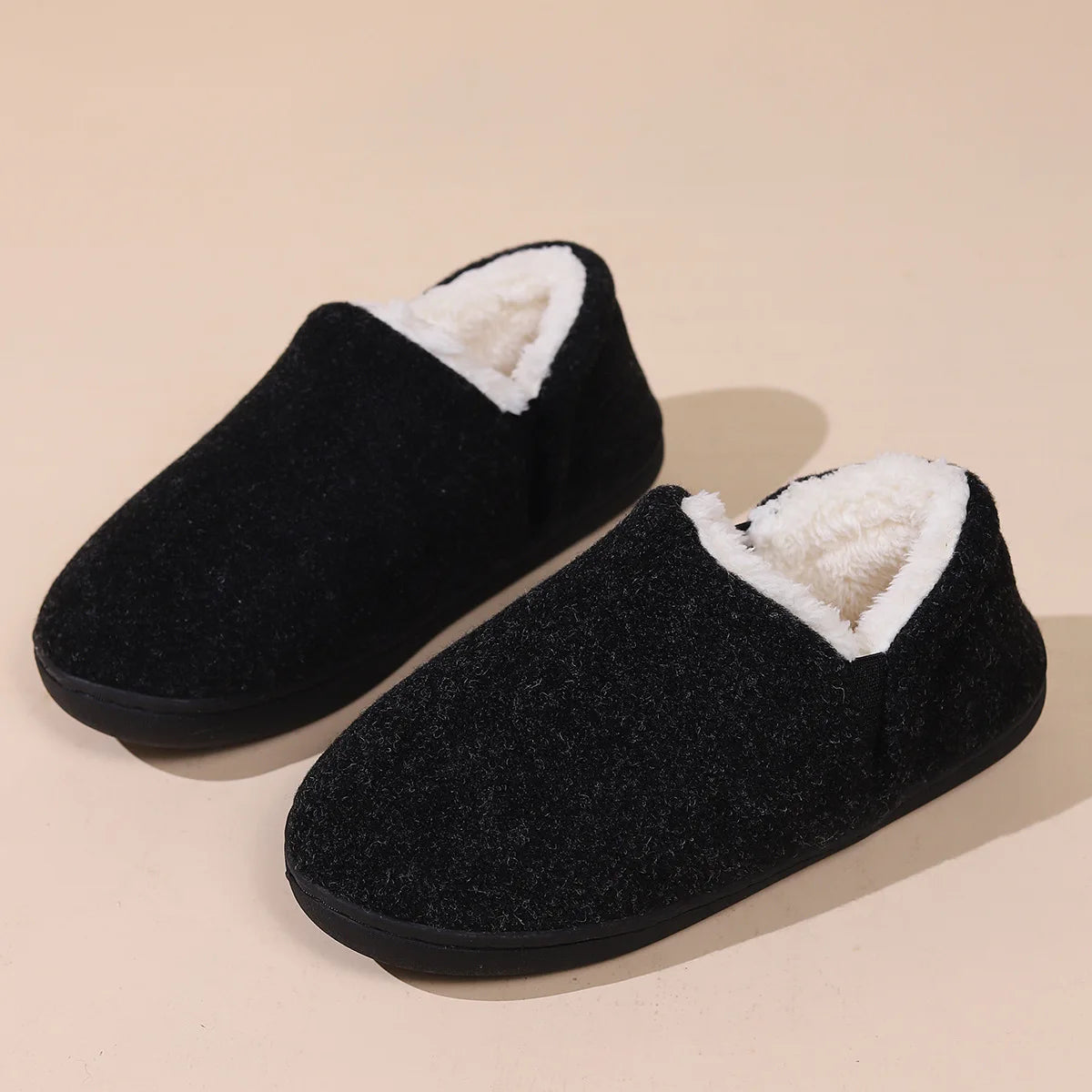 Bebealy Winter Plush Fur Women Slippers Fluffy Home Slippers Female Indoor Warm Closed Soft Non-slip High Ankle Fuzzy Slippers