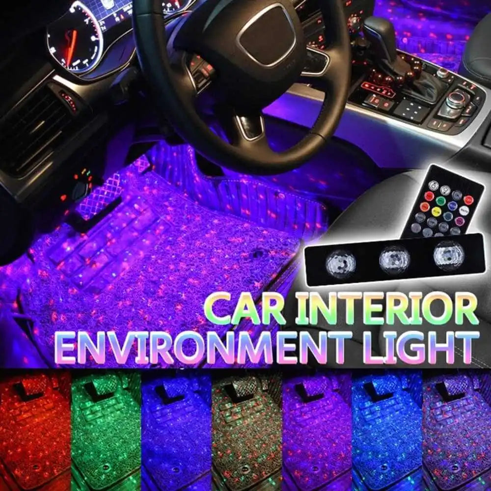 The atmosphere lights one drags four modified with colorful remote voice-activated led decorative in the car atmosphere lights