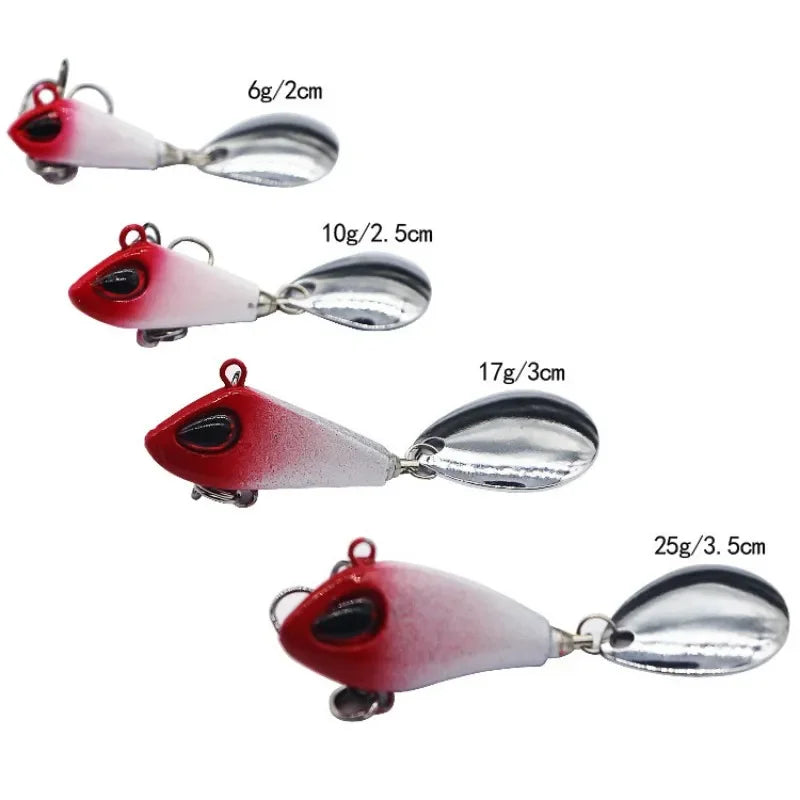 ZWICKE 1 pieza de señuelo de pesca Mini VIB de metal con cuchara, aparejo de pesca de invierno, crankbait, cebo giratorio vibratorio que se hunde, 6 g, 10 g, 17 g y 25 g