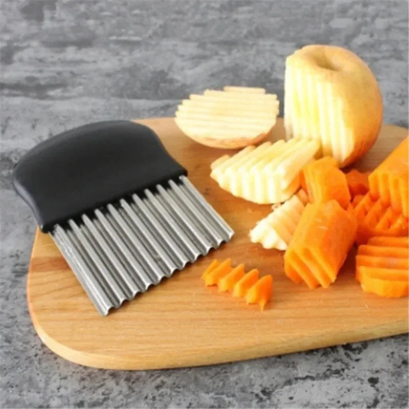 1 pieza de acero inoxidable de mano para cortar patatas fritas, cuchillo para maza, cortador de verduras multifuncional, herramientas de cocina