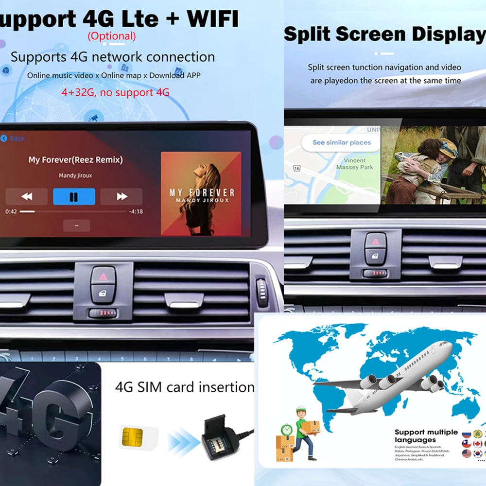 1920*720P Carplay 12,3 pouces Android 14 pour BMW Série 5 F10 F11 2010-2016 CIC NBT Système Auto Radio GPS Navigation Multimédia