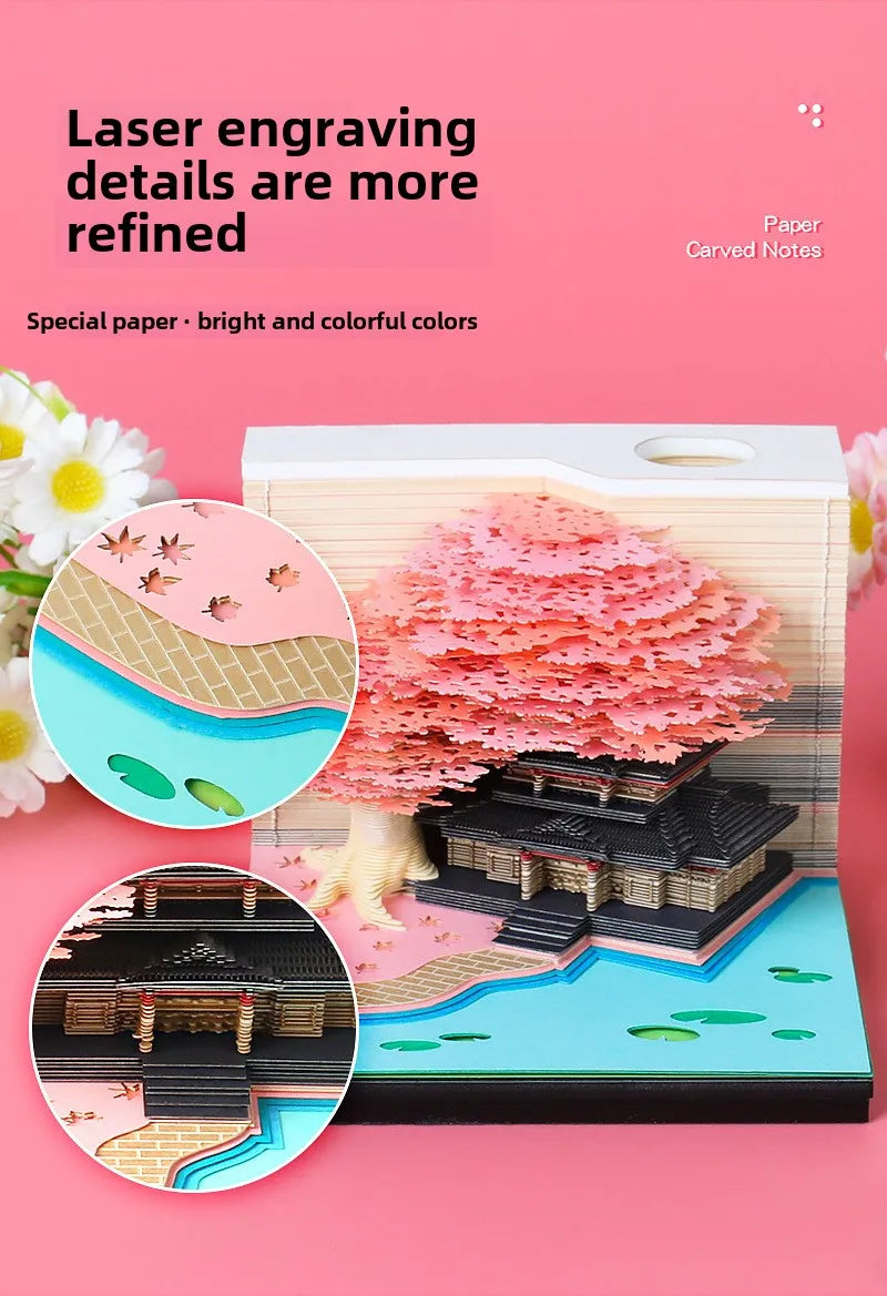 Treehouse 3D Desktop Calendar Sticky Notes Creative Crafts Souvenirs Paper Carvings Post-it Notes New Year Gifts Office Ornament