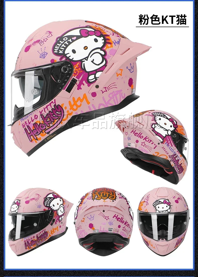 Sanrio HelloKitty Motorcycle Helmet Full Face Racing Helmets Offroad Motorcycle Helmet Motorbike Sports Helmets