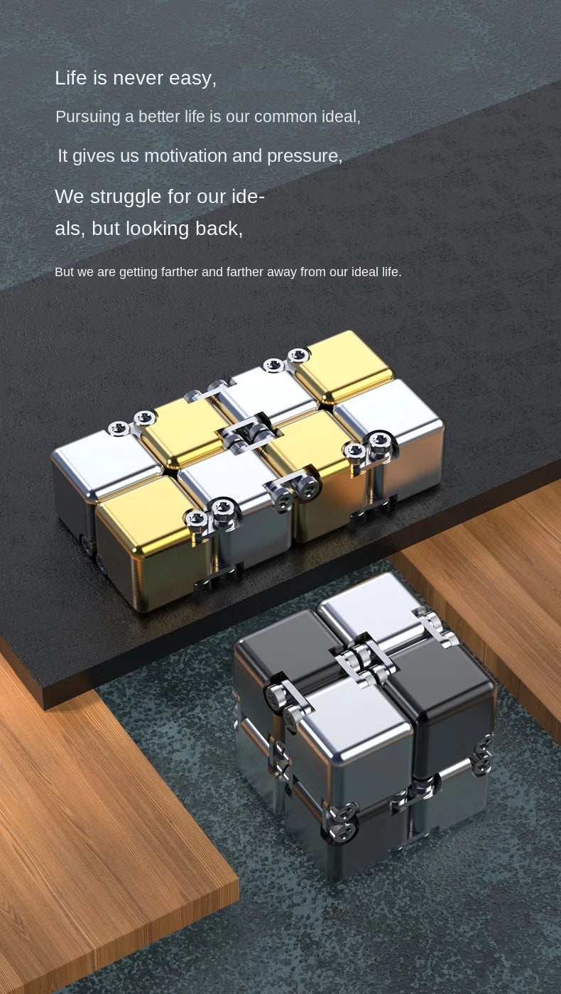 Tiktok Pop Fun Decompression Toys Alloy Infinity Magic Cube Finger Toy Office Flip Cubic Puzzle Stress Relief Cube Block Gift