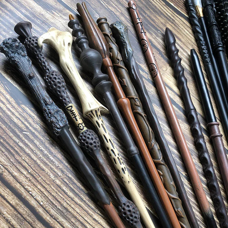 35-42cm Metal Core Potters Magic Wand 20 Species Cosplay Dumbledore Voldemort Malfoy Snape Wands Toys Ticket Badge As Free Gift