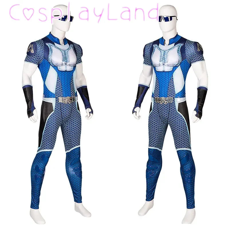 The Boys A-Train Cosplay Costume Halloween Carnival High Quality Hero Reggie Franklin Battle Outfit With Boots Printing Jumpsuit