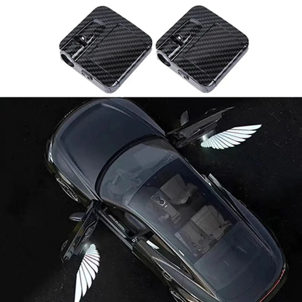 2Pcs HD Car Angel Wings Lights LED lights Automatic Sensing Wireless Car Door Lights Welcome Courtesy Shadow Projector Lamp