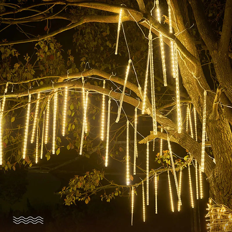 30/50cm Holiday Meteor Shower LED String Lights Christmas Falling Rain Lights Snow Falling Icicle Cascading Light Waterproof New