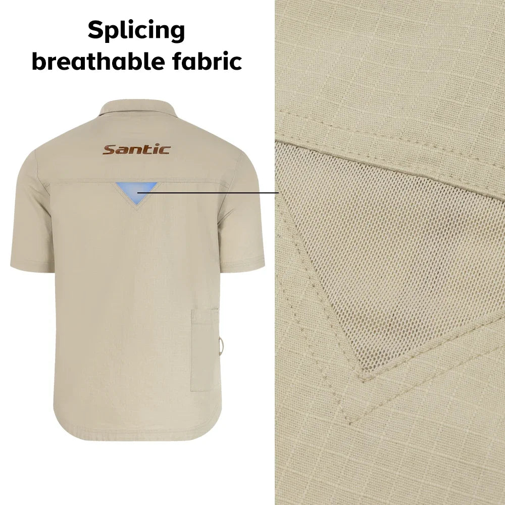 Santic 2024 Summer New Men's Cycling Jerseys Athletic Casual Bicycle Cycling Outdoor Casual Shirt Short Sleeve WM24C07046K