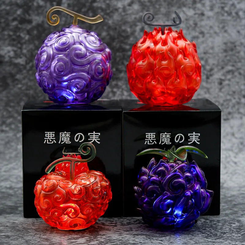Figura de One Piece con luz LED, figura de fruta del diablo, modelo GK Anime Demon Rubber Dark Burn Surgery Glow, juguetes de 4 piezas/juego