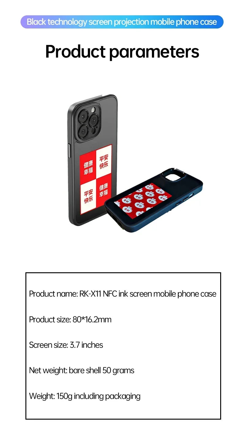 Smart NFC Phone Case For iPhone 15 13 14 Pro Max E-ink Screen Display Refresh Photos Via APP Anime Characters Couple Phone Cover