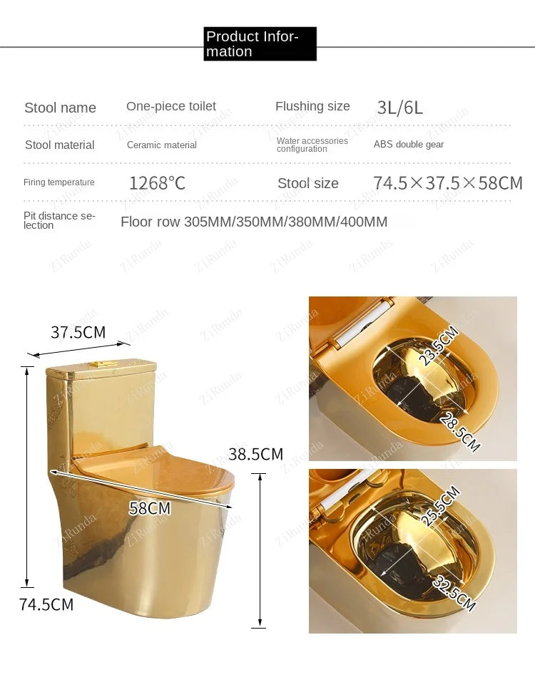 ~Inodoro de cerámica de color mudo para apartamento pequeño de estilo europeo, inodoro dorado de 8,0 pulgadas, inodoro de cañería grande, desodorante
